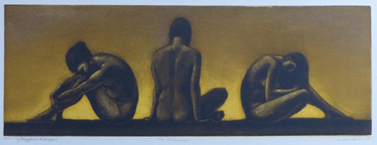 Tre silhouetter (gul) av Jon Olav Helle m/ ramme - Galleri EKG AS