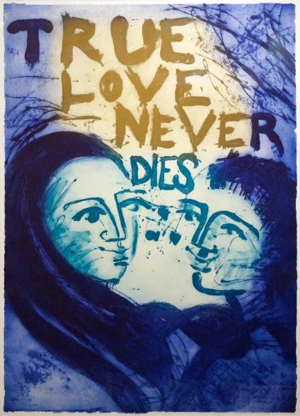 True love never dies (blå) av Bjørg Thorhallsdottir - Galleri EKG AS