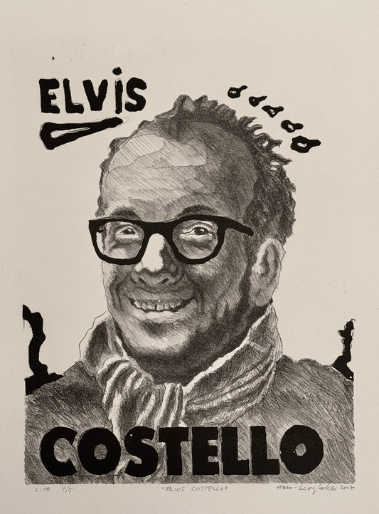 Elvis Costello (sorthvit) av Hans-Georg Kohler - Galleri EKG AS