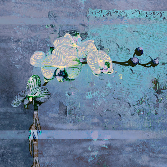 Orchids in blue av Maria Natalie Skjeset m/ ramme