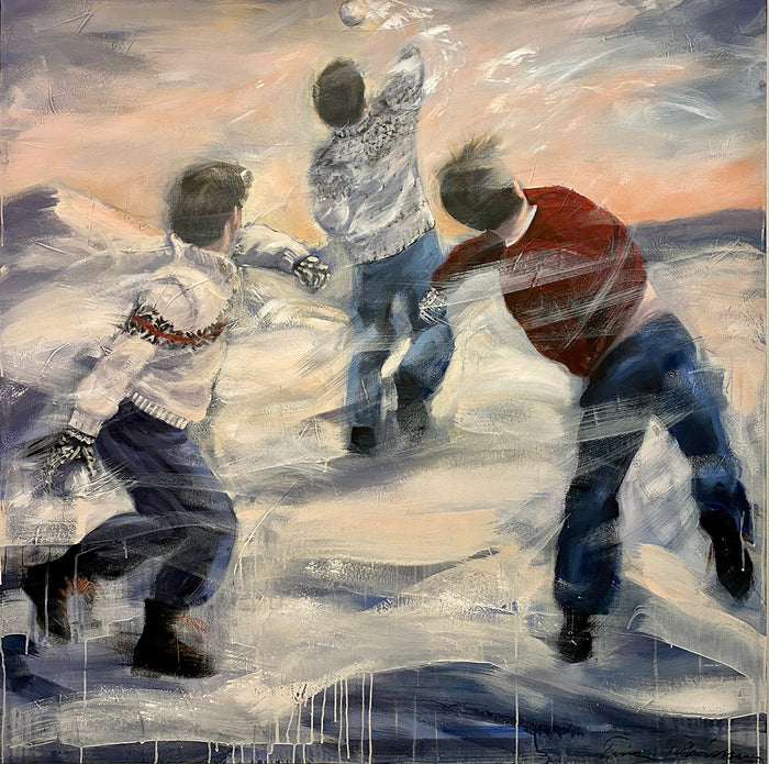 Øyenblikk II, tre gutter, vinter av Tina Tobiassen - GalleriEKG.no